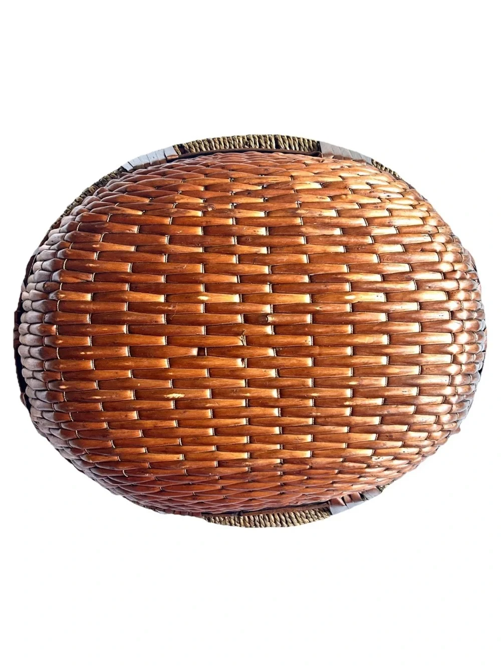 Woven Wicker Rattan Oval Basket Display Décor Storage Open Basket W/Handles 14”